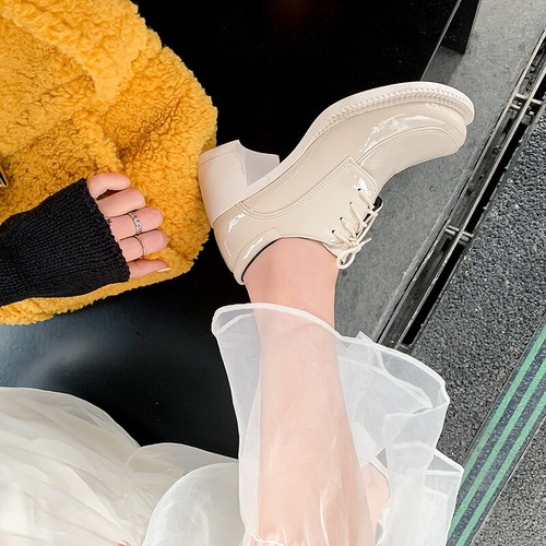 Details about / Fashion Casual Faux Leather Women Shoes College Style Block Heel Lace Up Loafers