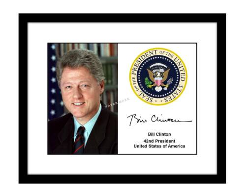 Bill Clinton 8x10 Signed photo presidential seal US president autographed print 
