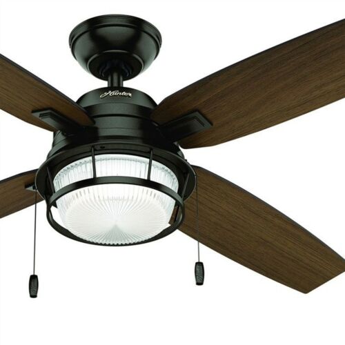 Details about  / Hunter Fan 52 in Noble Bronze Outdoor Ceiling Fan with Light Kit and Pull Chain