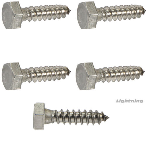 1//4 x 4-1//2/" Lag Bolts Hex Head Stainless Steel Heavy Duty Wood Screws Qty 5
