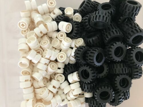LEGO NEW-#87697//6014-TIRE 21 x 12-25 TIRES PLUS 25 WHITE RIMS-50 TOTAL PIECES