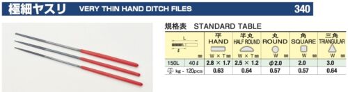 TSUBOSAN Very Thin Hand Ditch Files 150mm 340 made in  japan