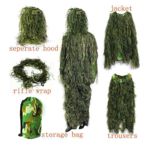 Kids 3D Ghillie Suit Children Woodland Outdoor Game Play Show Suit for Halloween
