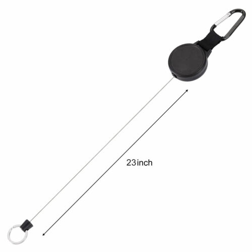 2pcs Retractable Key Tool Reel Holder Steel Clip Chain Belt Heavy Duty Split NEW