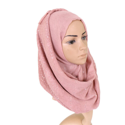 Femmes musulmanes Paillettes longue écharpe châle étole inde Plain tête hijab arabe 190*90cm