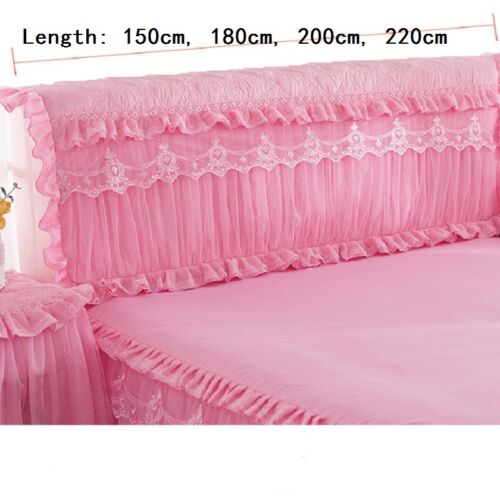 1X Bed Headboard Slipcover Lace Flower Ruffle Stretch Dustproof Cover Home Decor