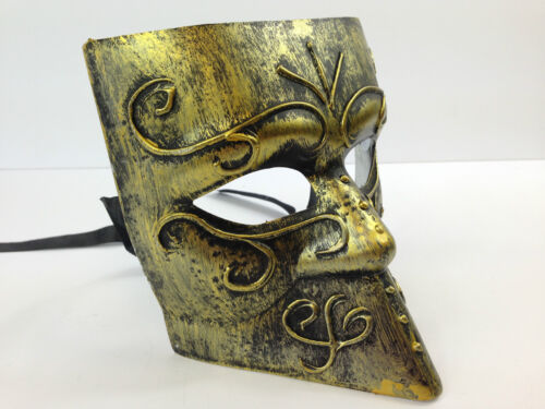 MENS BAUTA VENETIAN MASK SILVER GOLD METAL STYLE MASQUERADE FANCY DRESS CARNIVAL