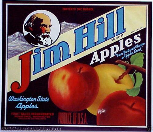 *Original* JIM HILL Mountain Railroad Tycoon Apple Crate Label NOT A COPY! 