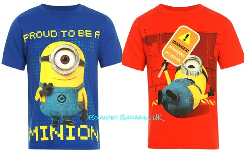 BNWT Boys Official Despicable Me 2 MINIONS T-Shirt//Top 2-13y Blue//Red Kids NEW