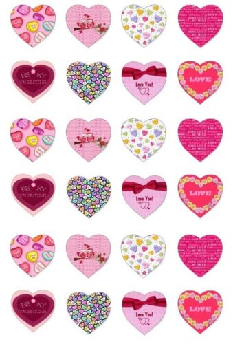 Valentines Hearts Love Shaped Edible Cupcake Fairy Cake Toppers x 24 