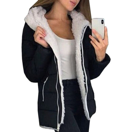 Plus Size Women Fleece Lined Hoodies Coat Sweatshirt Parka Outwear Jacket Winter 