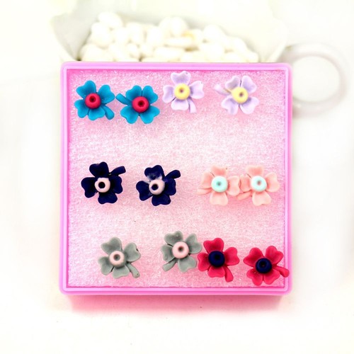 Fashion 6 Paires//Set Love Coeur En Résine Rose Fleur Oreille Goujon Boucles D/'oreilles Bijoux Cadeau