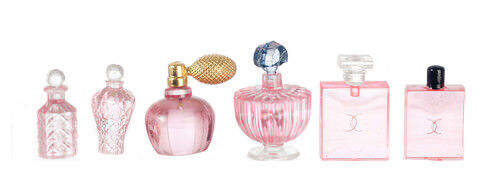 Maison de Poupées Miniature Rose Parfum Set Avec Amovible couvercles 