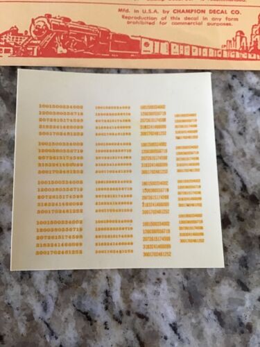 Yellow Champ Decals HO Scale Number Set X-2