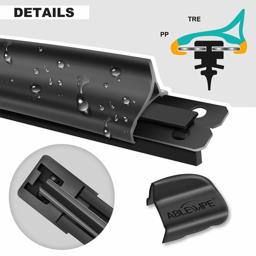 ABLEWIPE Front Rear Beam Wiper Blades Fit For TOYOTA SIENNA 1998-2003 24/"18/"17/"