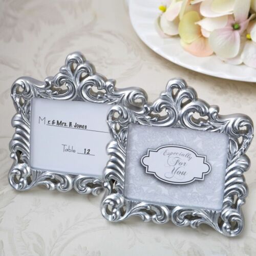 100 Baroque Pearl Silver Photo PlaceCard Frame Wedding Bridal Shower Party Favor