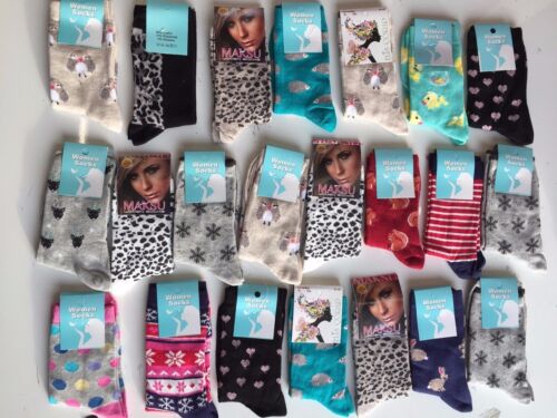 20 pairs ladies women luxury socks coloured design cotton blended size4-7 BNGJMD 
