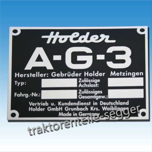 Holder Typenschild AG 3 Traktor Schlepper Trecker