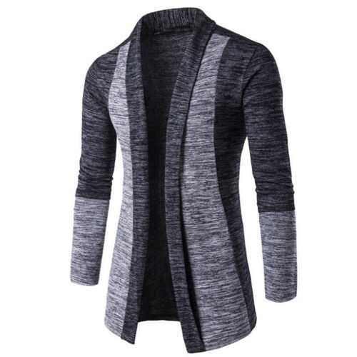 Stylish Mens Knitted Cardigan Jacket Slim Long Sleeve Casual Sweater Coat Blazer