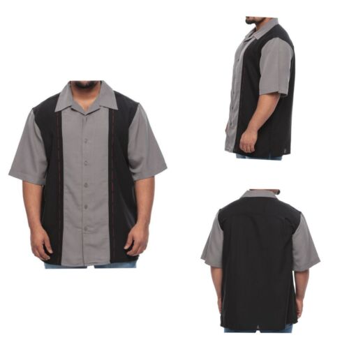 Big and Tall Fuse Grey and Black 2XLT to 5XLT Short Sleeve Dress Shirt for Men