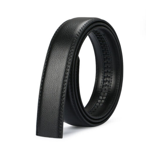 Luxury Men/'s Automatic Buckle Belt Strap Black Brown Leather Ratchet Strap Jeans