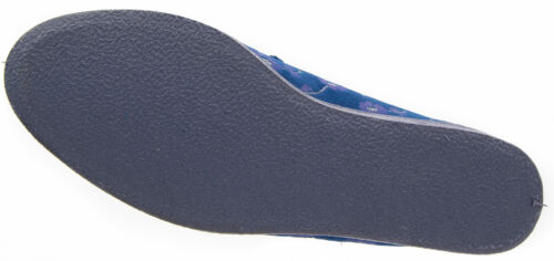 Womens Ladies Generous Fit Slippers Navy Blue Touch Fastening Sleepers 3 to 9 