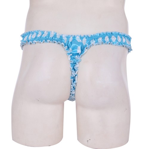 soft satin HOT PINK polka Dot ruffled brief frilly sissy thong panties underwear