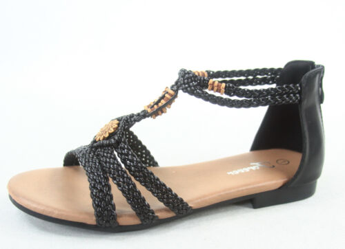 NEW Women/'s Low Wedge Ankle Strap Zip Open Toe Braided Sandal Shoes Size 5-10