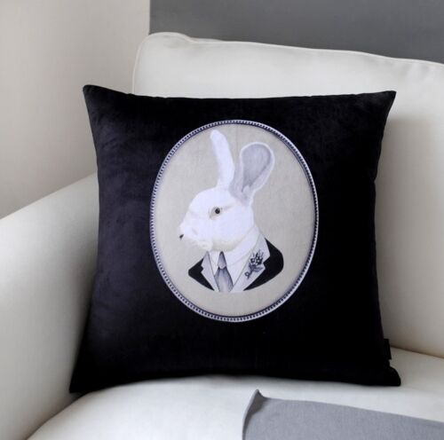 New Mr.Rabbit Velvet Throw Pillow Case Cute Kids Room Cushion Cover 18" x 18" 