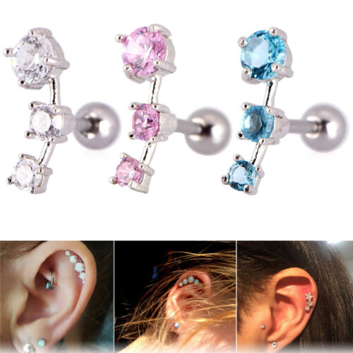 Cubic Zirconia Steel Barbell Ear Tragus Cartilage Helix Stud Earring Piercing/'/'/'