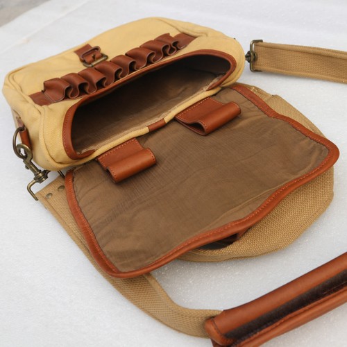 Details about / Vintage Canvas Leather School Shoulder Messenger Bag Hunting Cartridge Bag