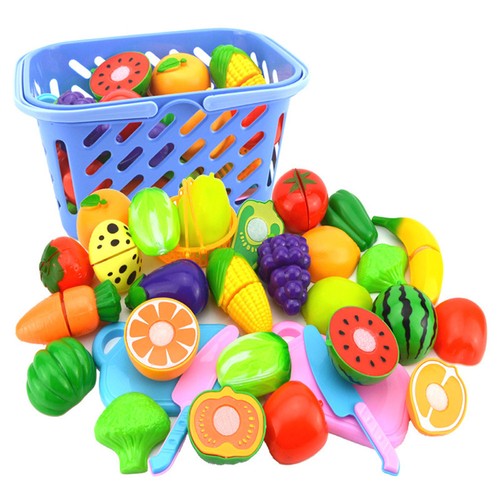 Kids Pretend Role Play Kitchen Fruit Vegetable Food Toy Cutting Set Gift 2019