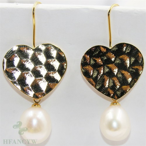 9.5-12mm Blanc Perle Baroque Boucles D/'oreilles 18k Crochet twopin AAA Aurora Femmes