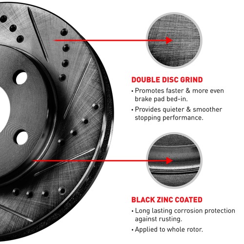 For Honda Prelude Accord Rear Black Drill Slot Brake Rotors+Ceramic Brake Pads