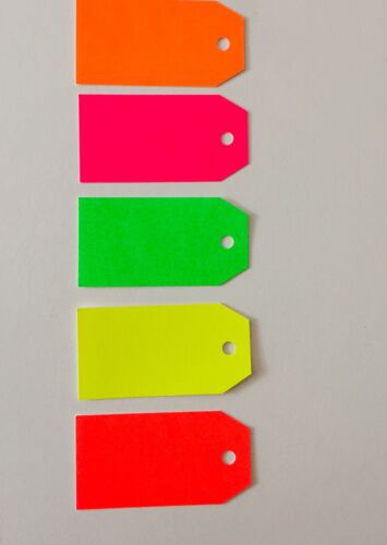 Job Lot Neon Tags 10 Parcel Tags Labels Neon Colours Weddings Craft Gift Wrap 
