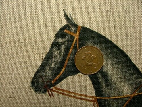 Vintage Ascot And Derby Horse Racing Cotton Fabric Curtain Upholstery Cushion 