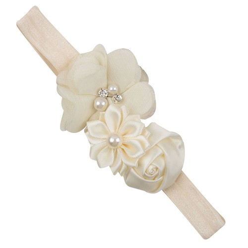 Baby Mädchen Blumen Rose Perle Strass Haarband Stirnband Kopfband Haarschmuck