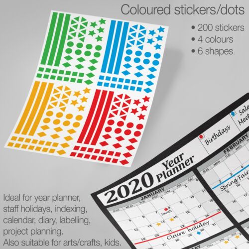 Coloured Dot Stickers Paper Labels Adhesive Circle Square Triangle Star Diamond