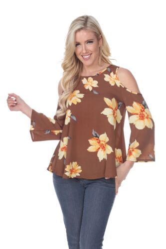 White Mark Stylish Plus Size Multi Colored Cold Shoulder Top For Women