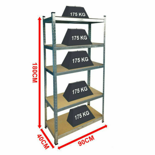 5 Tier Shelf Shelving Unit Racking Boltless Industrial Garage Storage Shelves UK