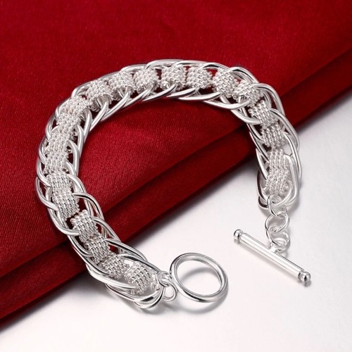 Damen Armband 925 Sterling Silber plattiert Armkette Seil-Kett Bracelet Charme.