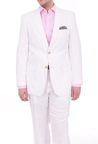 Mens 40S Men/'s Arthur Black Classic Fit Solid White Two Button 2 Piece 100/% L...