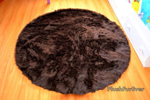 5/' chocolate brown faux fur rug round area rug plush fur throw rug home decors
