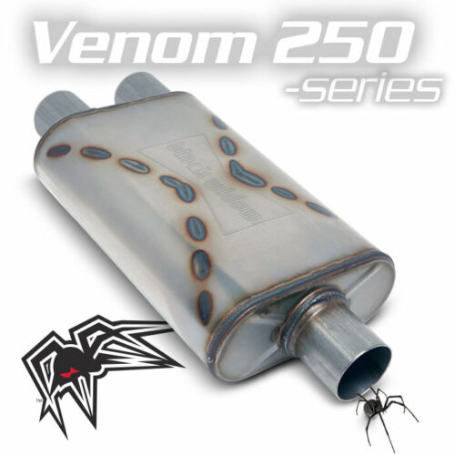 Black Widow Venom 250 Exhaust Muffler Single In Dual Out 2.50/" Connections