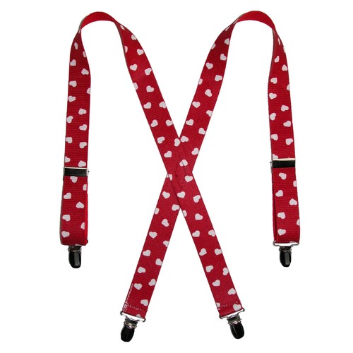 New CTM Kids/' Elastic Clip-End 1 Inch Heart Suspenders