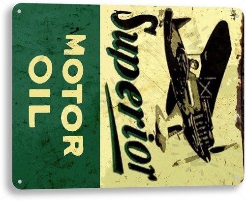 Details about / Superior Motor Oil Logo Garage Retro Vintage Rustic Wall Decor Large Metal Sign