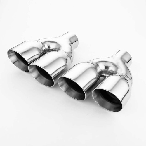Quad Exhaust Tailpipe Tip 2.25/" 58MM Inlet 3.5/" 89MM Out Angle Cut Staggered