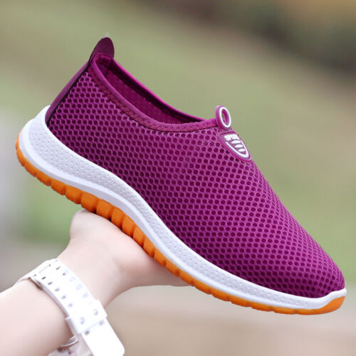 Womens Mesh Breathable Sports Casual Slip On Running Walking Sneakers Flat Shoes
