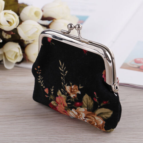Womens retro vintage purse flower printing small wallet card holder coin bags JC
