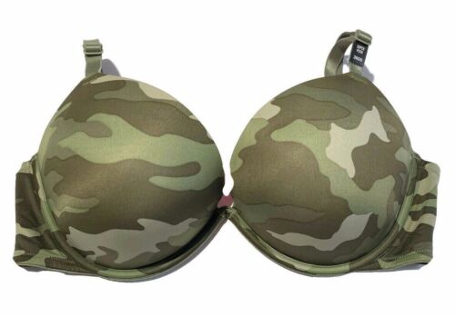 Victorias Secret PINK Wear Everywhere Super Push Up Bombshell padded Camo bra 